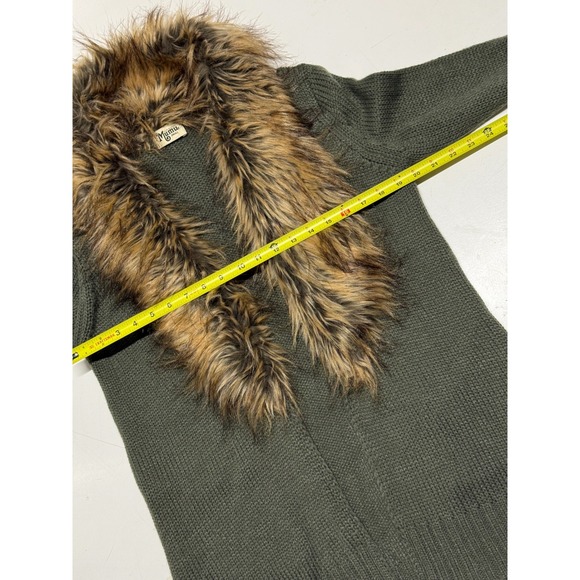 Show Me Your Mumu Kenn Cardigan Moss Knit Olive Green Faux Fur Collar Small - Picture 2 of 5
